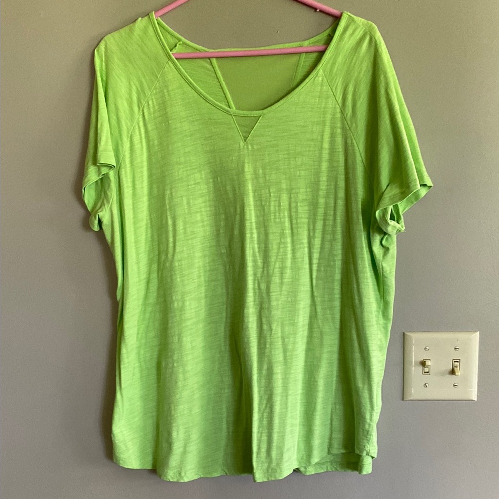 Green Mesh Inset Slub Tee